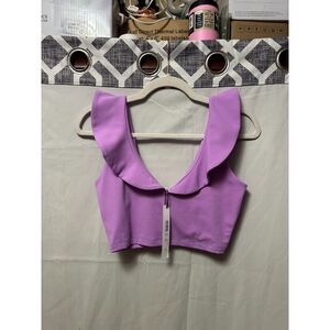 NWT Susana Monaco Women's Ruffled Crop Top In Violet Size XS